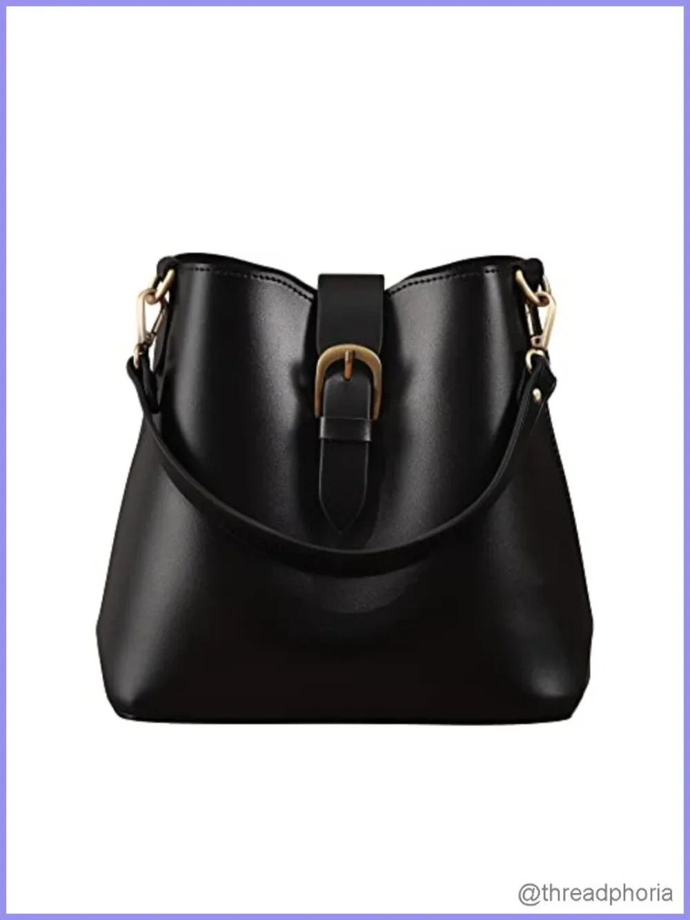 Vegan Leather Hobo Bucket Bag Shoulder Handbag with Crossbody Strap and